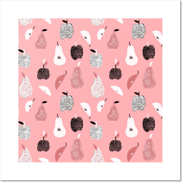 Dotted Apples and Pears (pink) Wall Art by kostolom3000